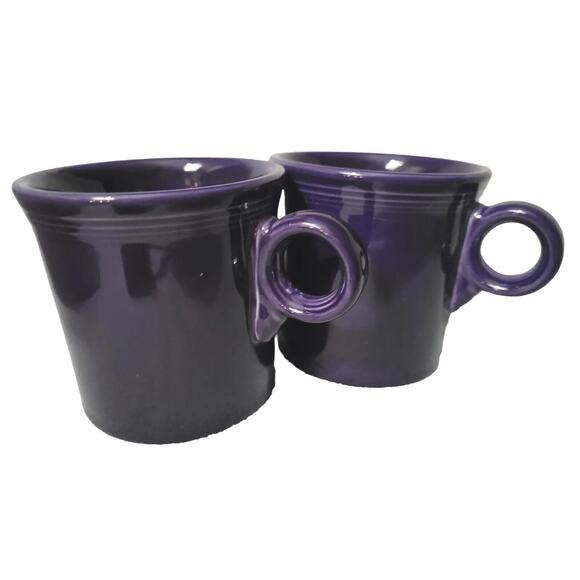 Set 2 Vintage Purple Fiesta Ring Mug Signed Homer Retired - Picture 1 of 8